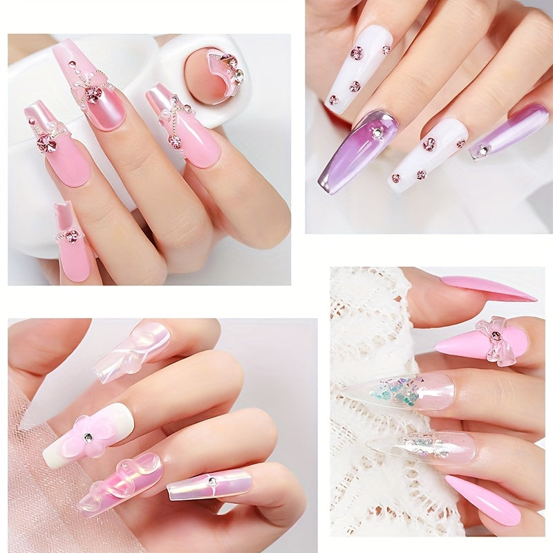PUENTE 100g Solid Extension Nail Gel With Silicone Sculpture Pen Set, Clear, Non-Stick Hand, 3D Sculpture & Rhinestone Adhesive, Easy Application, Odorless, Soak-Off UV LED Gel For Nail Art, Alcohol-Free, For Home Salon Use